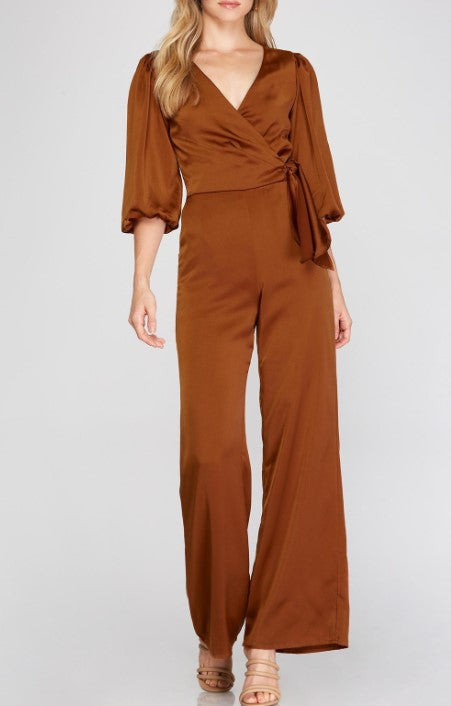 SATIN JUMPSUIT WITH ZIPPER BACK