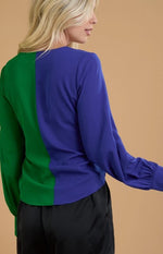 VICKIE WRAP FRONT COLOR BLOCK TOP