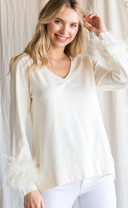 WRENLEY CREAM FEATHER TOP